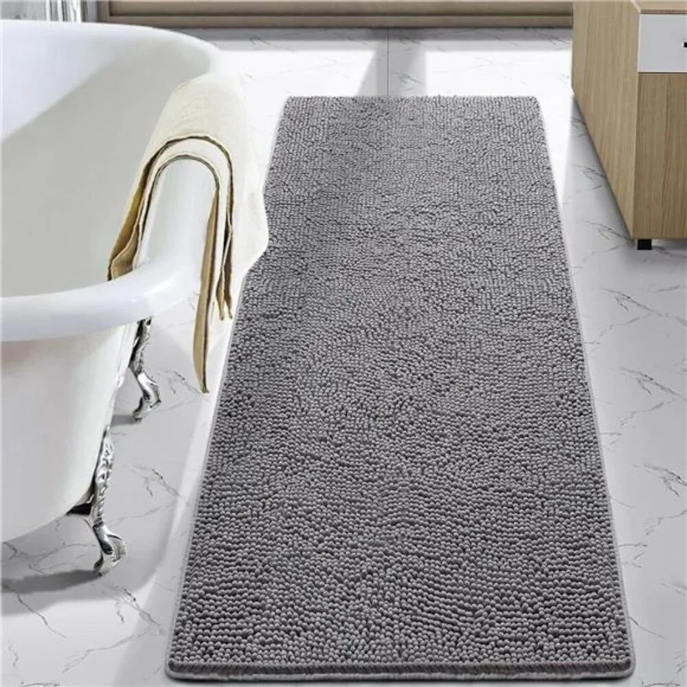 Luxury Shaggy Bath Rug 24x48 Washable Non Slip Chenille Plush Absorbent